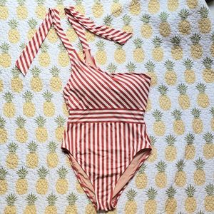 J. Crew striped one shoulder swimsuit - NWT